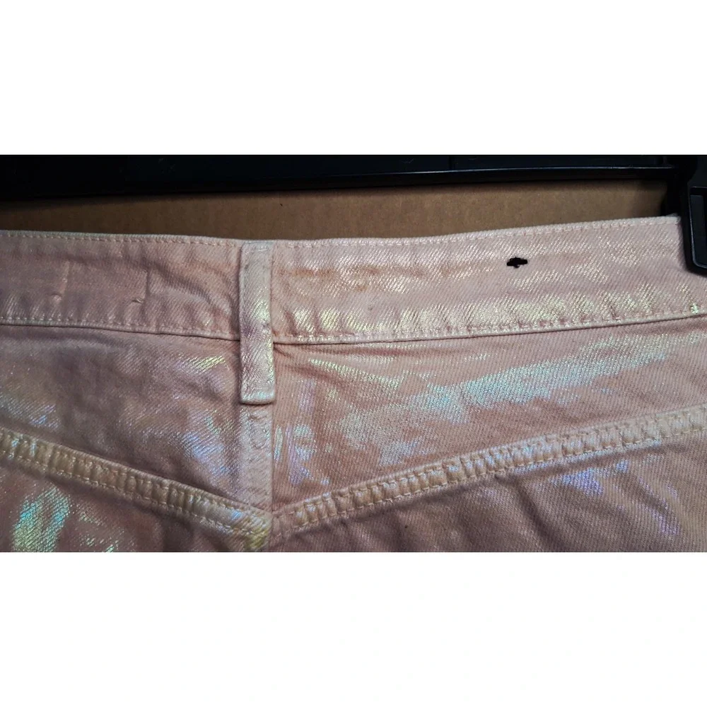 Guess Pink Mom Jeans Womens Size 28 High Waisted Tapered Metallic Rainbow 26x26